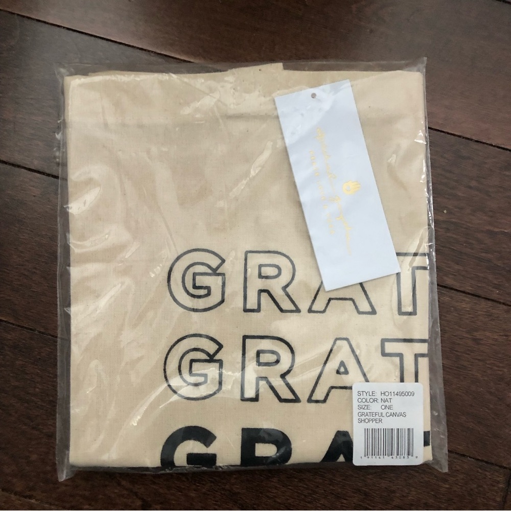 NWT Spiritual Gangster Canvas Shopper Tote Bag Yoga "Grateful" graphic - Picture 5 of 7